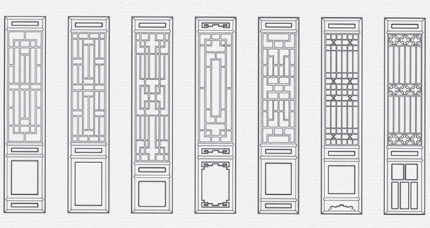 镇巴常用中式仿古花窗图案隔断设计图